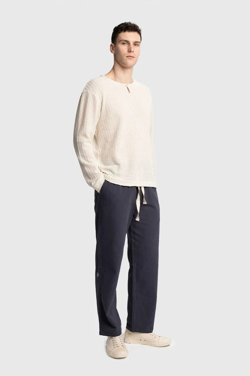 Giesto Navy Blue GIESTO Straight Leg Pants with Drawstring Waist for Men | Best Price UAE