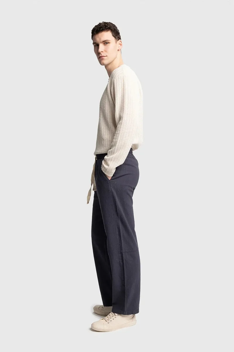 Giesto Navy Blue GIESTO Straight Leg Pants with Drawstring Waist for Men | Best Price UAE