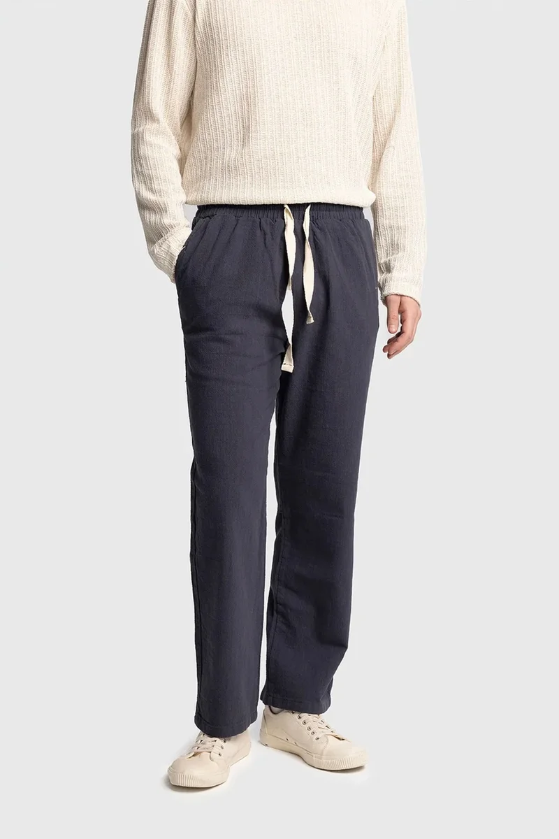 Giesto Navy Blue GIESTO Straight Leg Pants with Drawstring Waist for Men | Best Price UAE