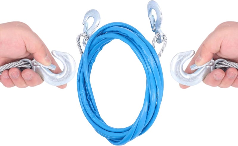 HASANAT ESSENTIALS Car Steel Wire Towing Cable with Hook 3ton x 8mm x 4m - Image 3