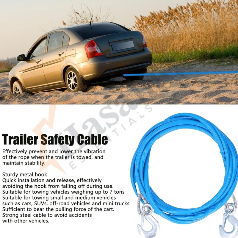 HASANAT ESSENTIALS Car Steel Wire Towing Cable with Hook 3ton x 8mm x 4m - Image 4