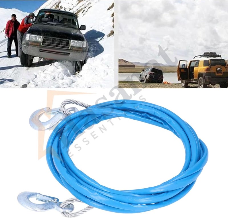 HASANAT ESSENTIALS Car Steel Wire Towing Cable with Hook 3ton x 8mm x 4m - Image 5