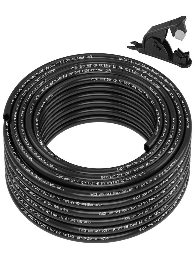 boeray خط هواء Boeray 50FT 5/16 DOT خرطوم هواء نايلون SAE J844 PA12 مع قاطع 5/16 بوصة OD أنبوب هوائي معتمد من وزارة النقل الأمريكية خط فرامل هواء 5/16 لمجموعة تعليق هوائي نظام فرامل الشاحنات ونقل السوائل 15.5 متر - Image 1