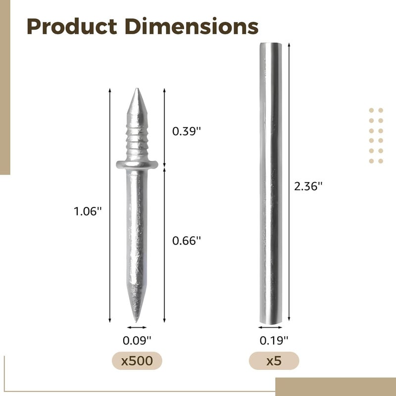 Pcs 500 Nails Double Headed, with Skirting Thread Seamless 5 Sleeves, Galvanized, No Trace Finish, for Easy Installation, Home and Professional Use Ideal - Image 4