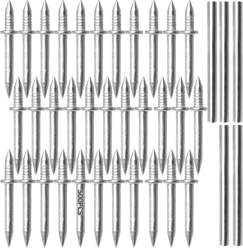 Pcs 500 Nails Double Headed, with Skirting Thread Seamless 5 Sleeves, Galvanized, No Trace Finish, for Easy Installation, Home and Professional Use Ideal - Image 5