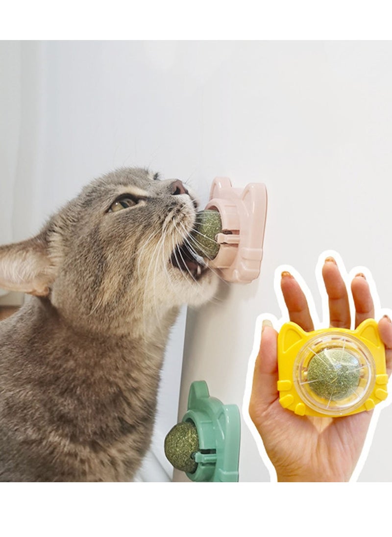 Catnip for Oral Health Cat Toys with Catnip Catnip Wall Ball Toy for Cats Stick-on Design Teeth Grinding Freshens Breath Cartoon Style Cat Toy