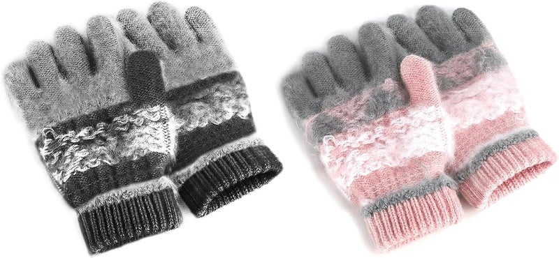 PURFUN Kids Cartoon Cat Full Finger Gloves Girls Boys Winter Thermal Skate Cycling Ski Knitted Gloves Mittens for 3-6 Yrs - Image 4