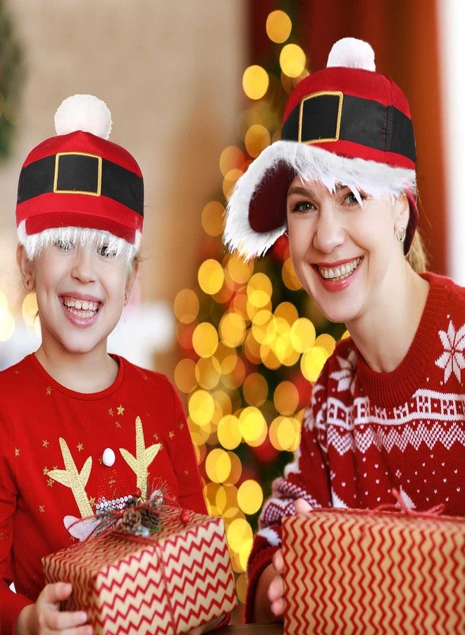 Vabean Christmas Santa Baseball Hat Unisex Christmas Hat Vintage Baseball Cap with Pom Ball Adjustable Santa cap for Men Women Holiday, Red White - Image 3