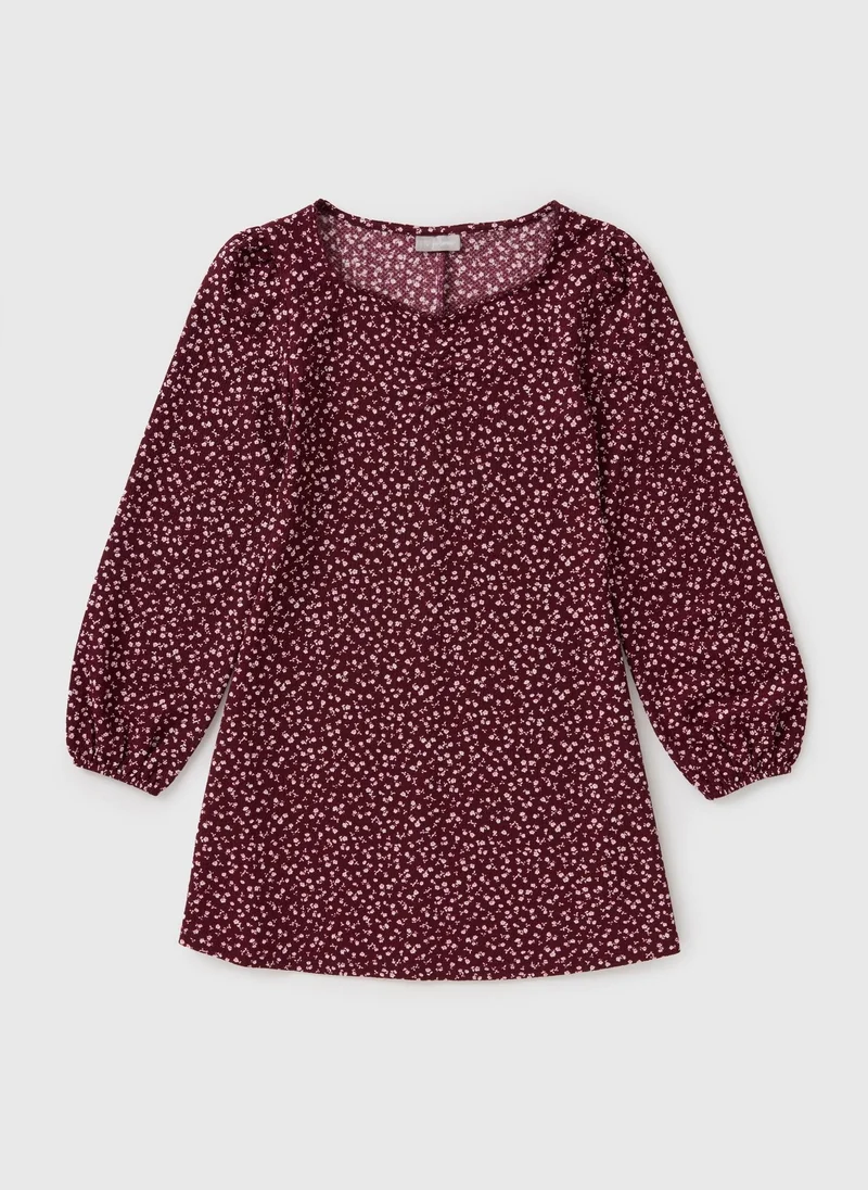 Matalan Girls Burgundy Ditsy Floral Dress
