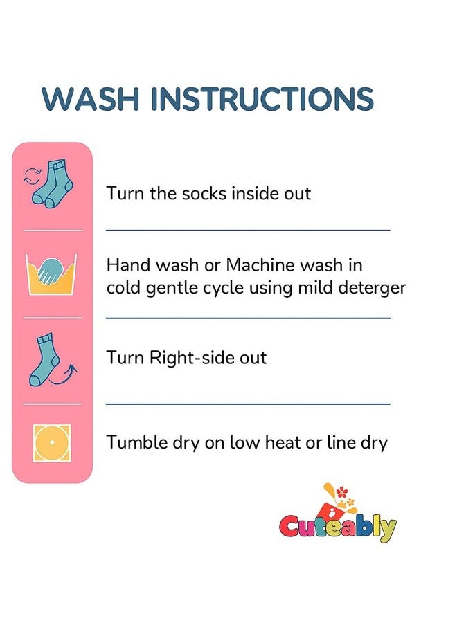 CUTEABLY Baby Boy & Girl Socks Anti Skid Pack of 6 - Mix Print Cotton Toddler Socks (IN, Age, 6 Months, 12 Months, Pack of 6) - Image 4