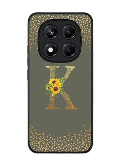 Stylizedd For Xiaomi Redmi Note 14 Pro 5G / X7 5G Case,Slim fit Camera Protection, Shockproof Thin Phone cover  - Custom Floral Monogram - K  (Olive Green )  - Image 1