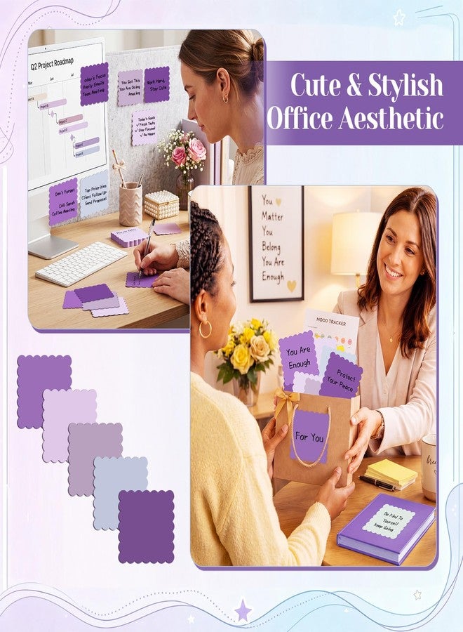 Epakh 10Pack Scalloped Line Sticky Note,3.15 x 3.15 Inch,Purple - Image 3