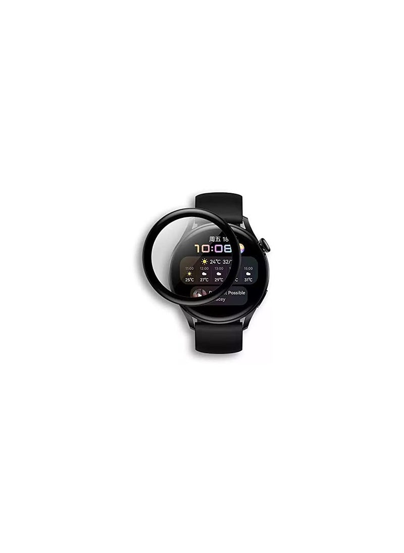 Generic - Huawei Watch 3 Screen protector, Full Coverage 3D Curved Screen Protector for Huawei Watch 3 46mm Black/Clear - Image 1