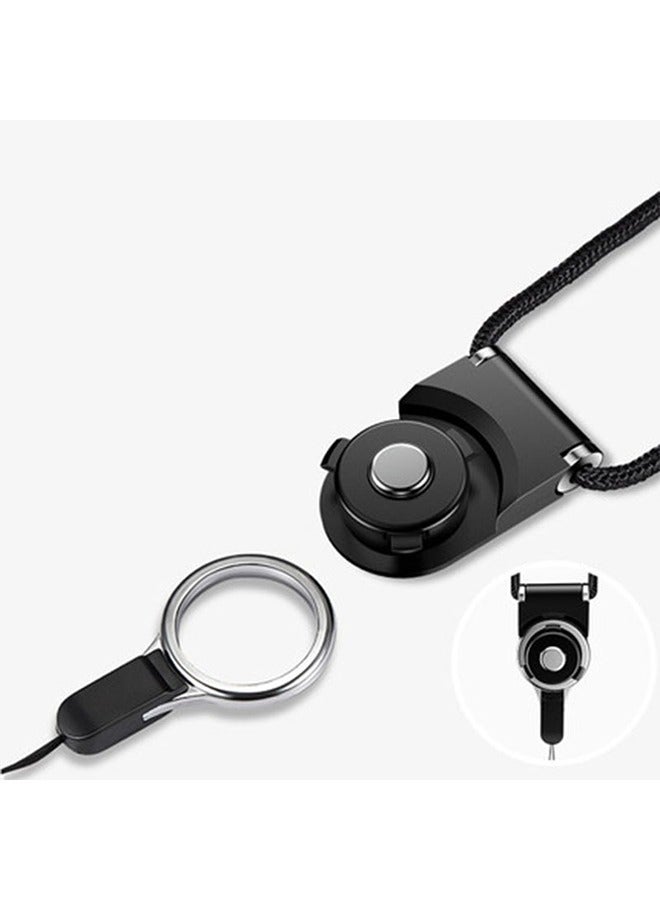 Generic Mobile Phone Lanyard Ring, Multifunctional Neck Phone Universal, Two-In-One Rotary Buckle, Detachable Card Sleeve Lanyard Ring, Nylon Webbing (Black)  - Image 3