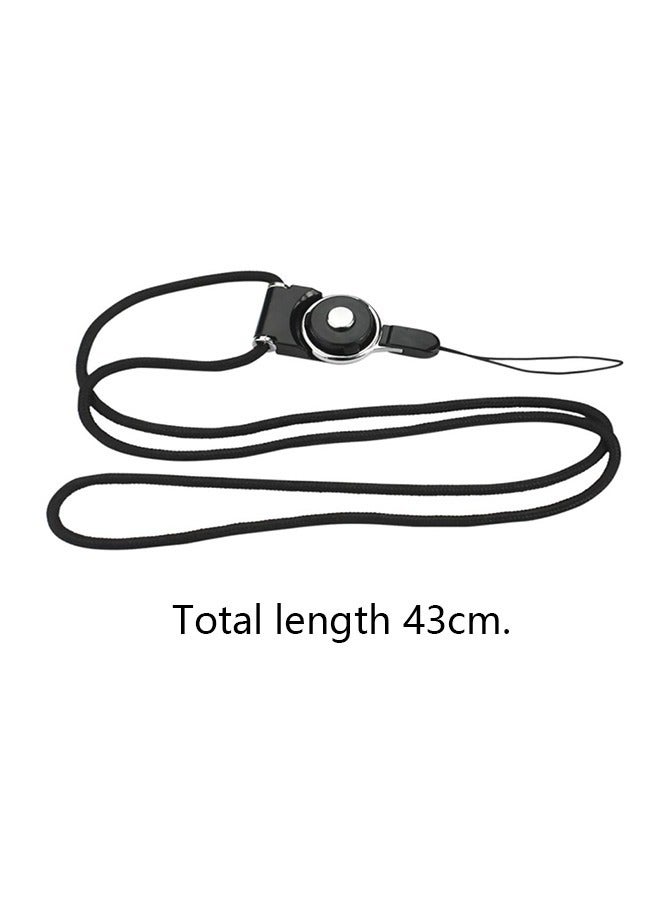 Generic Mobile Phone Lanyard Ring, Multifunctional Neck Phone Universal, Two-In-One Rotary Buckle, Detachable Card Sleeve Lanyard Ring, Nylon Webbing (Black)  - Image 2