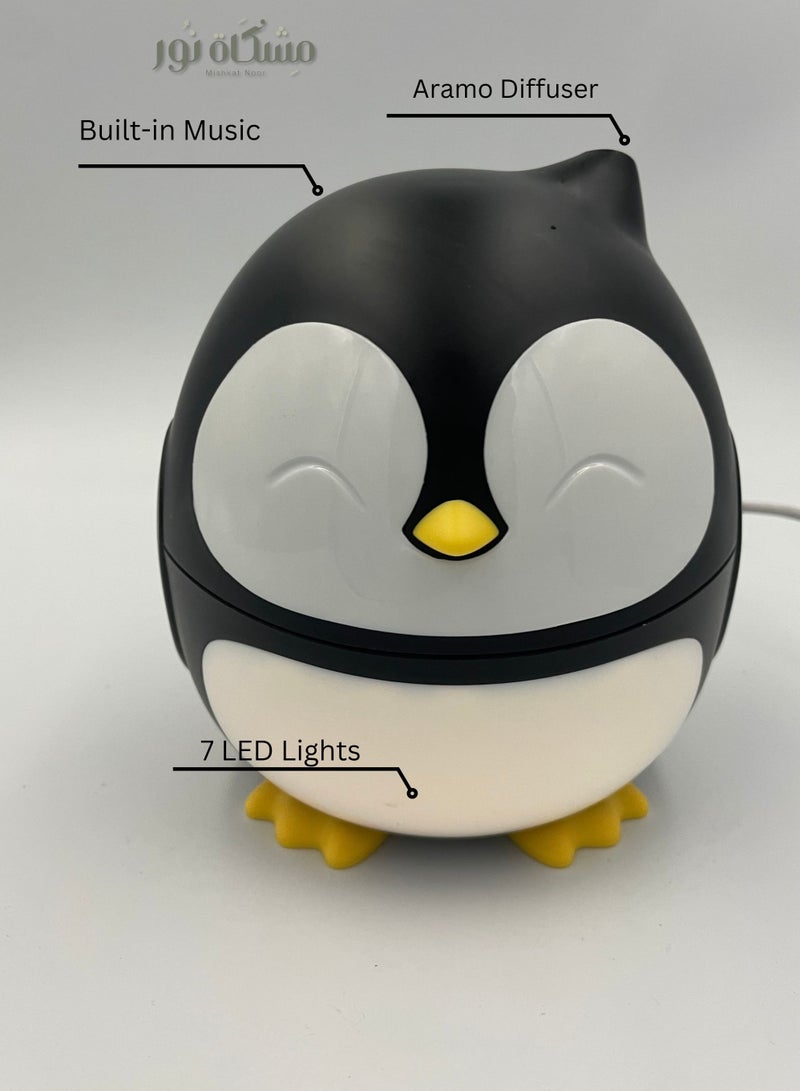 Mishkat Noor Penguin Aramo Diffuser With Bulit-in Music 7 LED Lights - Image 3