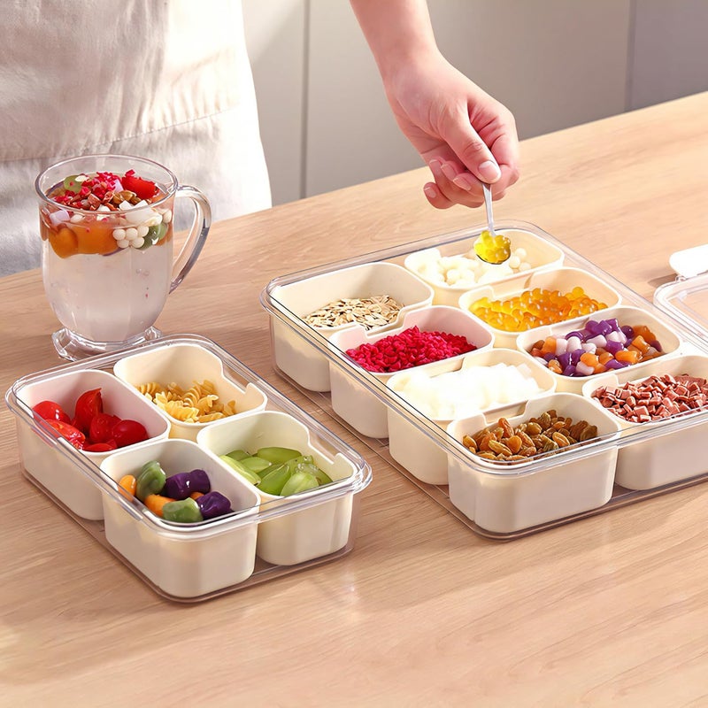 MineSign Divided Snackle Box with Handle Food Serving Tray Charcuterie Board with Lid Stackable Fruit&Veggie Container with 8 Small with Removable Boxes for Travel Snack Candy Nuts Spice - Image 2