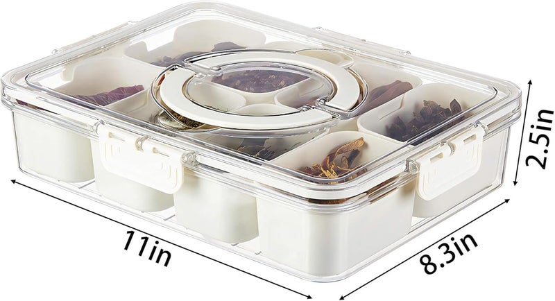 MineSign Divided Snackle Box with Handle Food Serving Tray Charcuterie Board with Lid Stackable Fruit&Veggie Container with 8 Small with Removable Boxes for Travel Snack Candy Nuts Spice - Image 5