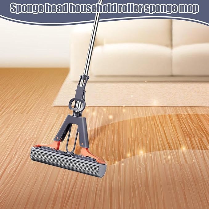 Suicune PVA Sponge Mop Squeeze Roller Super Absorbent PVA Sponge Heads Steel Handle for Hardwood Marble Ceramic Kitchen Bathroom Floor Cleaning - Image 2