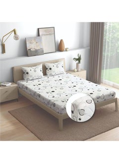 Wakefit Wakefit Bedsheet for Queen Size, Bedsheet Queen Size Bed Cotton, Fitted Bedsheets Queen Size Cotton, 144 TC 100% Cotton with 2 Pillow Covers (Elastic Fitted Sheet 78x60 : Bubbles)  - Image 2