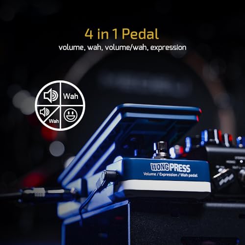 HOTONE Cory Wong Signature Press Pedal 4 in 1 Switchable Wah & Active Volume & Passive Expression with Visible Pedal Position Indicators (Included 1 PCS Additional 15 CM TS Cable by VOLKTONE) - Image 2