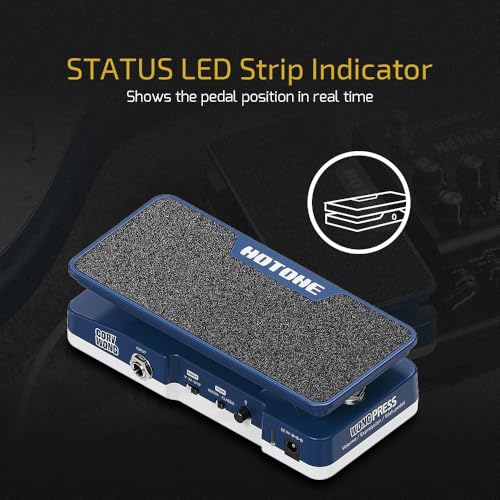 HOTONE Cory Wong Signature Press Pedal 4 in 1 Switchable Wah & Active Volume & Passive Expression with Visible Pedal Position Indicators (Included 1 PCS Additional 15 CM TS Cable by VOLKTONE) - Image 5