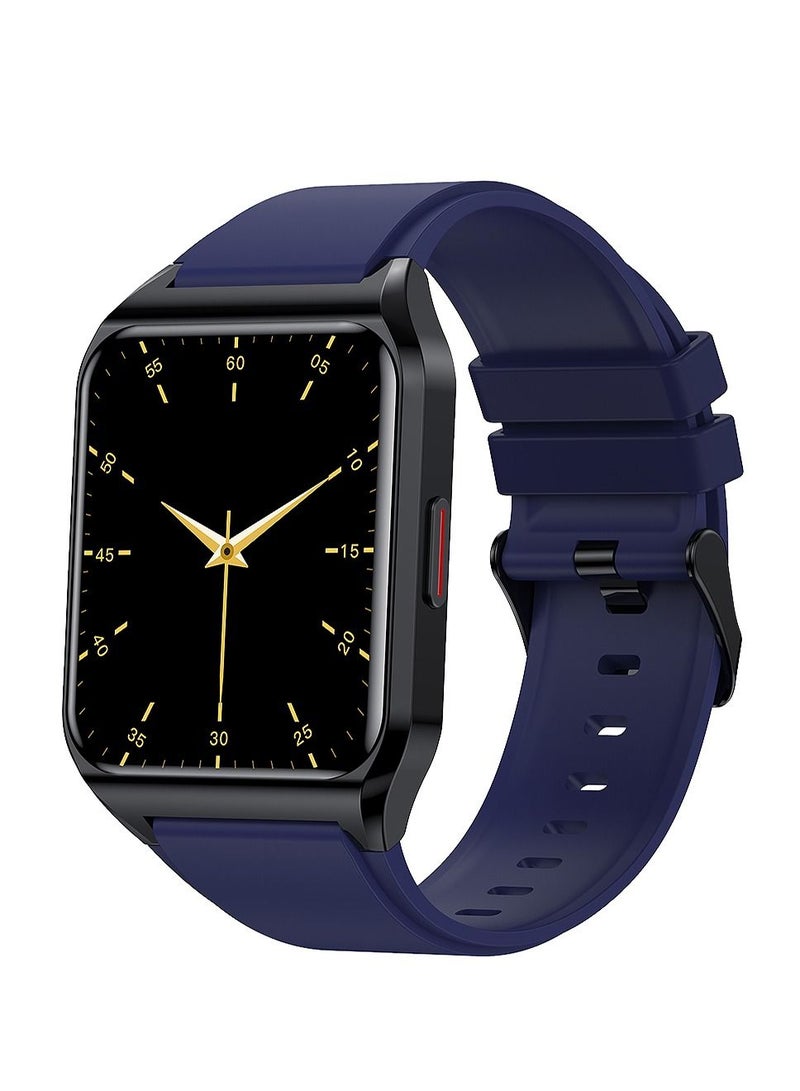 ارواق ساعة ذكية H60 تتصل بدرجة حرارة الجسم ومعدل ضربات القلب ساعة ذكية IP67 مقاومة للماء للياقة البدنية واللياقة البدنية ساعات للرجال والنساء مع حزام سيليكون أزرق من دراك - Image 1