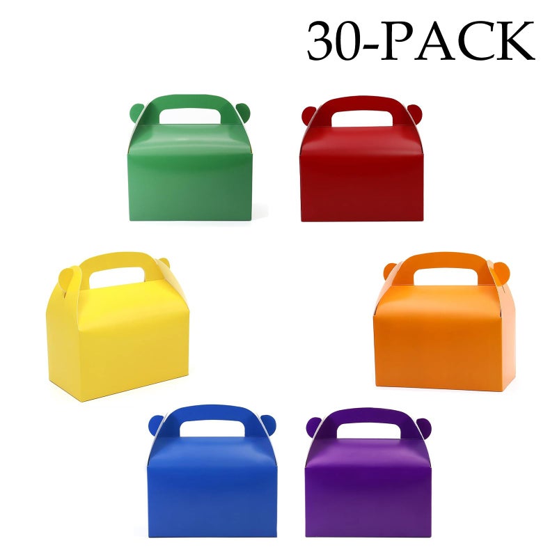 Oletx 30-Pack Bright Color Party Favor Treat Boxes  Candy Boxes  Gable Paper Gift Boxes With Handles. Perfect For Colorful Rainbow Theme Party - Image 4