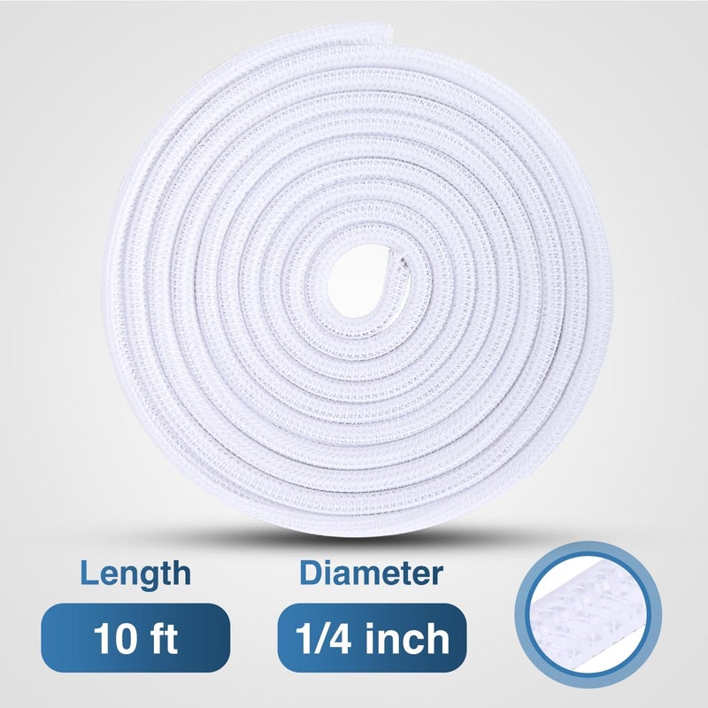 Nilight Cable Sleeve,10ft-1/4inch Cable Management Sleeves, Braided Cable Sleeving, Split Self Wrapping Wire Loom for Computer Cable Electrical Wire Automotive Harness Protector Organizer, White - Image 2