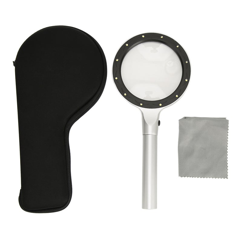 Magnifying Glass with 12 LED Lights 5X 10X Lighted Large Magnifying Glass Handheld Two Brightness Level Magnifier - Image 1