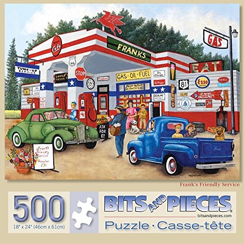 Bits and Pieces – 500 Piece Jigsaw Puzzle for Adults – Frank's Friendly Service - Americana Summer Jigsaw Puzzle by Kay Lamb Shannon, Puzzle Size: 18" x 24" (500 Pieces Frank's Friendly Service) - Image 1