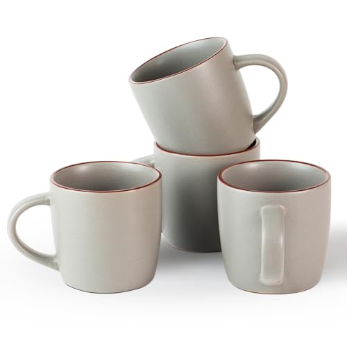 famiware Mercury Coffee Mugs 13 oz Coffee Mugs Set of 4 with Handle Cups for Latte Hot Tea Cappuccino Mocha Cocoa Dark Grey - Image 1