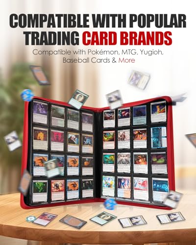 HHZ 16-Pocket Card Binder - Card Binder Holds 832 Cards with Durable PU Leather & Side Loading for Baseball, Sport, MTG, TCG, PKM, Game Card, Regular Cards Binders Double Sided Pocket Collector Album(Red) - Image 5