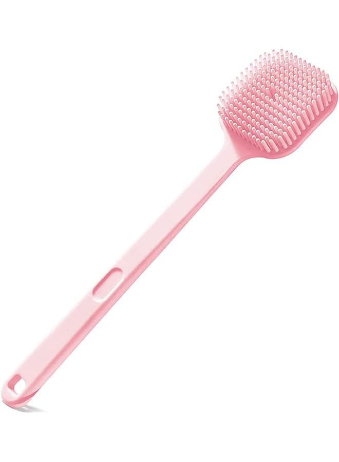 KASTWAVE Brush Silicone Back Brush Long Handle For Shower Exfoliating Body Scrubber With Bristles Back Body And Feet Bath And Shower Scrubber Pink - Image 1