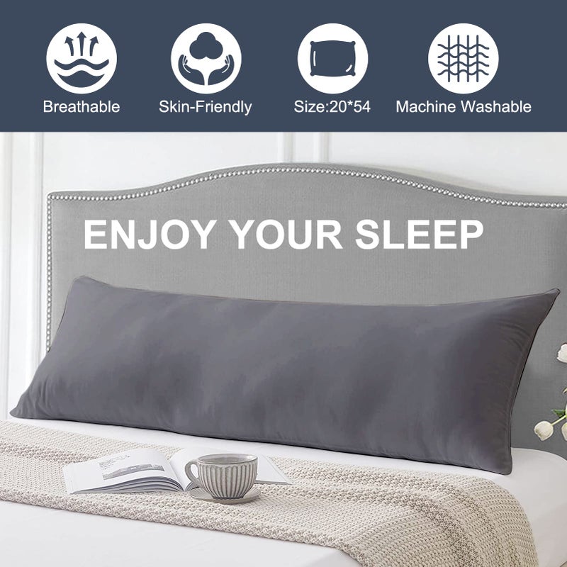 DOWNCOOL Large Body Pillow Insert- Breathable Full Body Pillow for Side Sleeper - Soft Long Bed Pillow for Adults - 20 x 54 inch (Grey) - Image 5