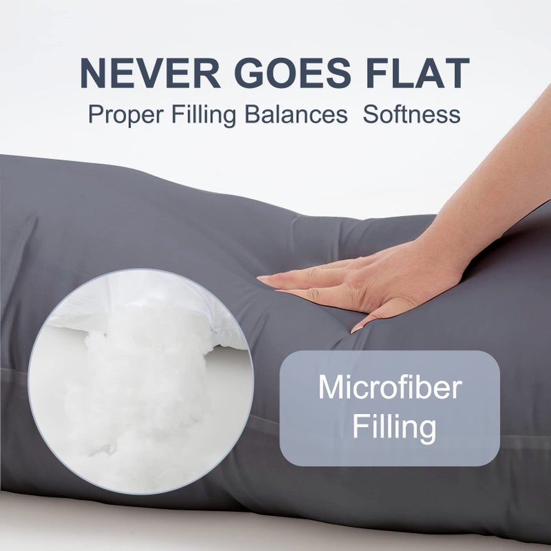 DOWNCOOL Large Body Pillow Insert- Breathable Full Body Pillow for Side Sleeper - Soft Long Bed Pillow for Adults - 20 x 54 inch (Grey) - Image 3