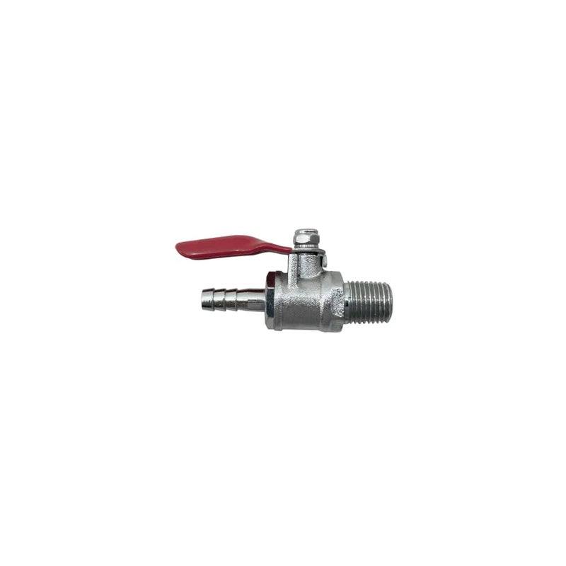 Viking صمام إغلاق الغاز 1/4” NPT خيوط ذكر × 3/8” مخرج بارب | نحاس ثقيل، تشطيب كروم | صمام تحكم في خط الوقود، الغاز، الهواء، الماء - Image 1