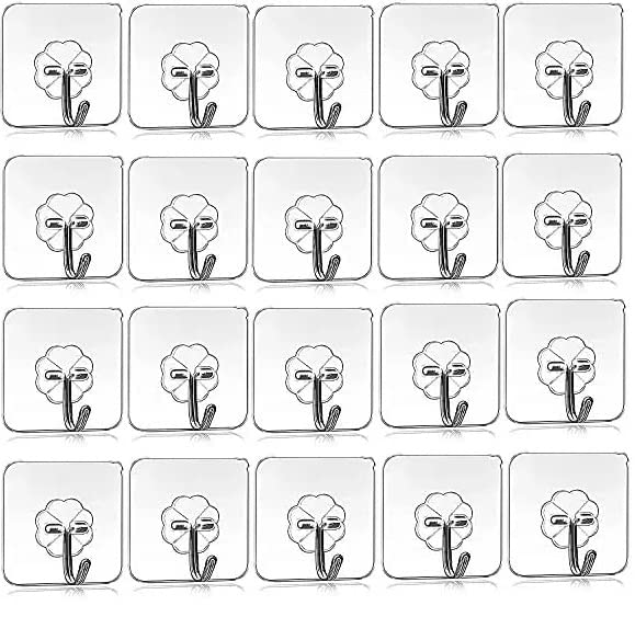 FLOBIQUE FLOBIQUE Wall Hanging Strong Sticker Sticky Heavy Duty Home Kitchen Bathroom Key Hanger Frames Holder Hooks Pack of 20  - Image 1