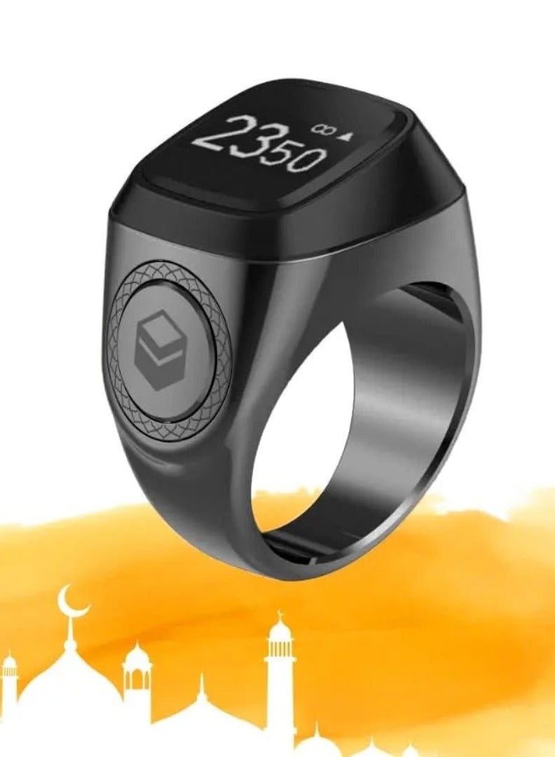 iQIBLA iQIBLA Smart Tasbih Zikr Ring black grey (20mm) – Waterproof Islamic Prayer Ring with OLED Display, Bluetooth Connectivity, Tasbih Counter, Qibla Direction & Prayer Time Reminders - Image 1