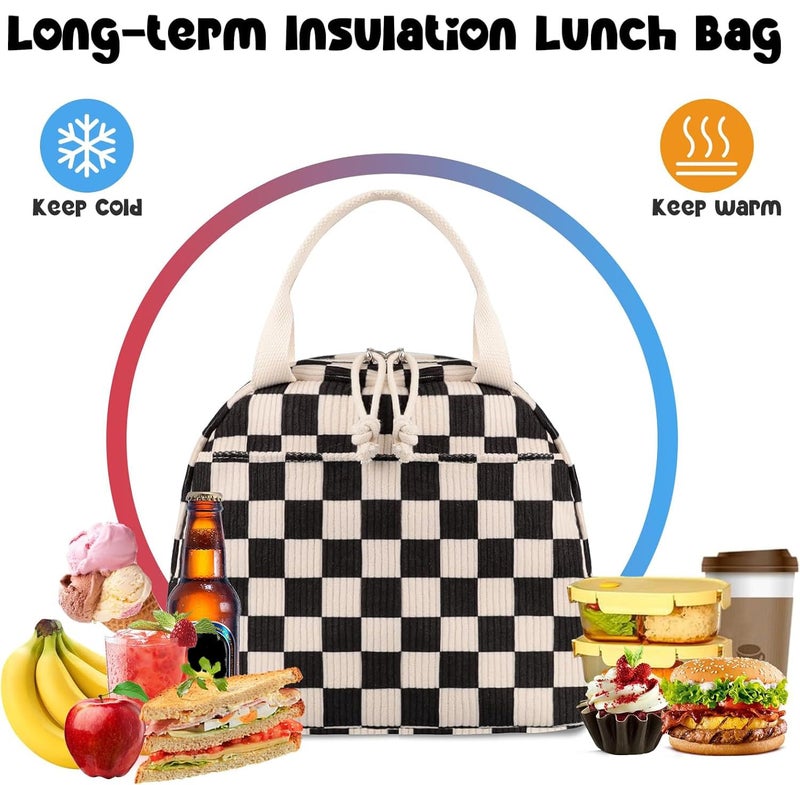 Bluboon Lunch Bag for Women Men Cute Corduroy Lunch Tote Bags Reusable Insulated Lunch Box Large Capacity Reusable Insulated Cooler for Work Picnic or Travel - Image 4