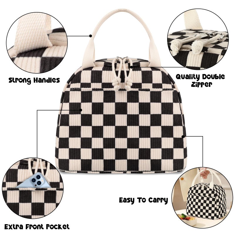 Bluboon Lunch Bag for Women Men Cute Corduroy Lunch Tote Bags Reusable Insulated Lunch Box Large Capacity Reusable Insulated Cooler for Work Picnic or Travel - Image 2