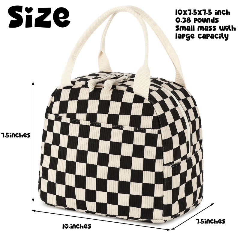 Bluboon Lunch Bag for Women Men Cute Corduroy Lunch Tote Bags Reusable Insulated Lunch Box Large Capacity Reusable Insulated Cooler for Work Picnic or Travel - Image 3