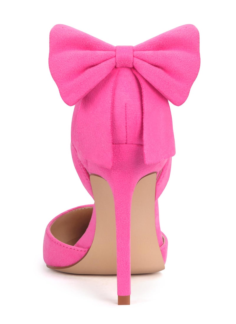 Carcuume Women's Closed Toe Heels Bow Stiletto Heel Sandals Pointed Toe Pumps Wedding Shoes, BELLEOO-Pink-8 - Image 5