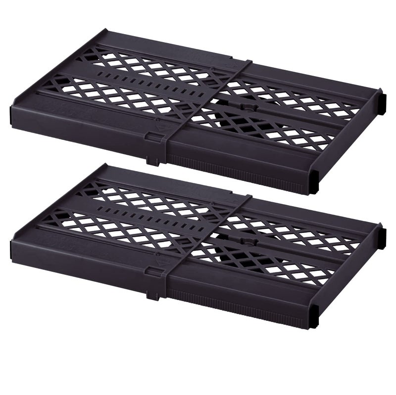 LockerMate Adjust-A-Shelf Locker Shelf, Extends to Fit Your Locker, Easy to Use, Perfect for School, Office, Gym, Black, 2-Pack - Image 1