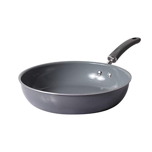 Meyer Anzen Healthy Ceramic Coated Aluminium Frypan | Frying pan Induction Base | Ceramic Pan | Omlette Pan | Ceramic Coated Frying Pan | Ceramic Fry Pan for Cooking, 28cm, Grey - Image 1