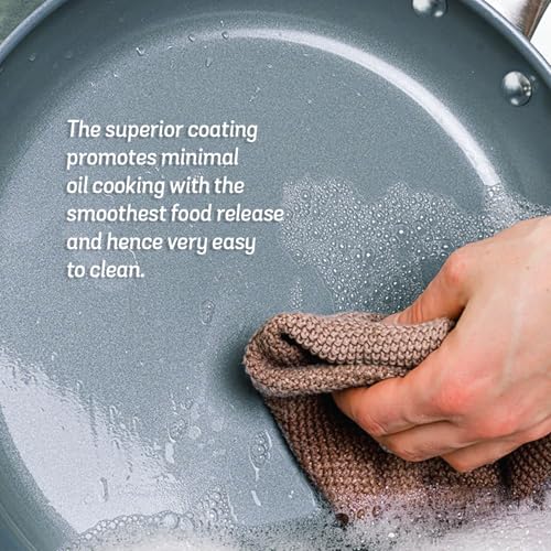 Meyer Anzen Healthy Ceramic Coated Aluminium Frypan | Frying pan Induction Base | Ceramic Pan | Omlette Pan | Ceramic Coated Frying Pan | Ceramic Fry Pan for Cooking, 28cm, Grey - Image 3