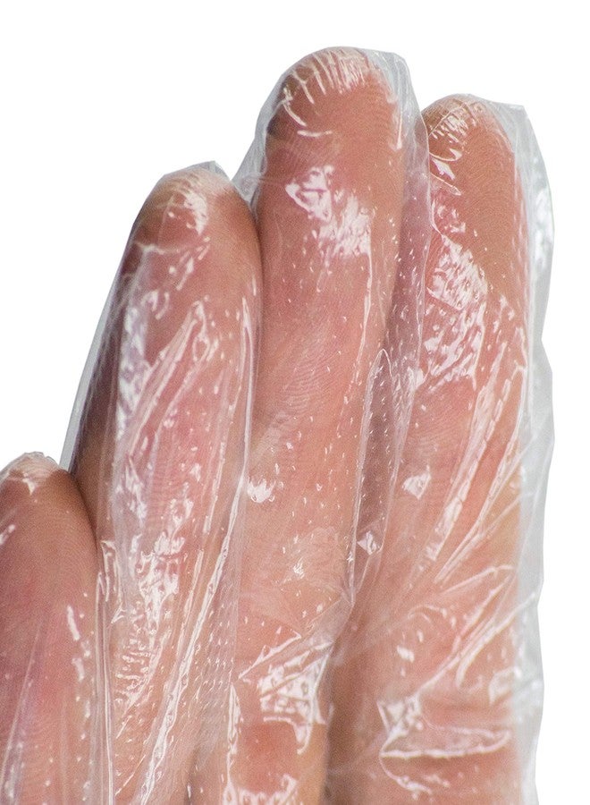 AMMEX Embossed Polyethylene Disposable Gloves - Clear, 1 Mil, Food Service, Large, Box of 500 - Image 3