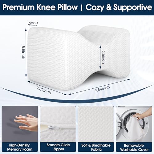 BlissTrends Memory Foam Knee Pillow Knee Pillow for Side Sleepers Leg Pillows for Sleeping Blood Circulation Elevation Pillow for Spine Aligning Sciatica Hip Knee Ankle Pain White Medium - Image 3