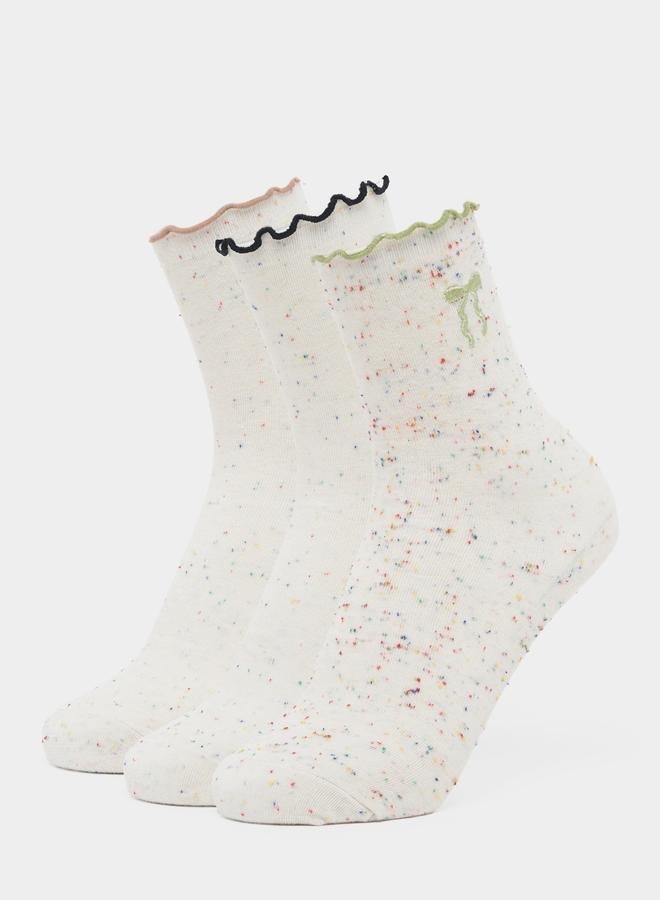 ستايلي مجموعة من 3 جوارب بتفاصيل ريبون - Image 1