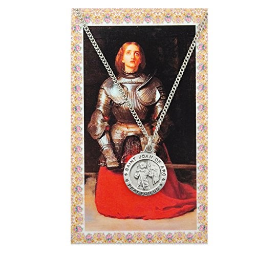 McVan Saint Joan of Arc Pewter Medal Pendant with Prayer Card - Image 4